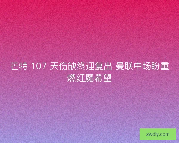 芒特 107 天伤缺终迎复出 曼联中场盼重燃红魔希望