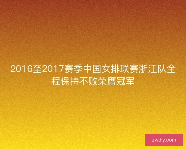 2016至2017赛季中国女排联赛浙江队全程保持不败荣膺冠军