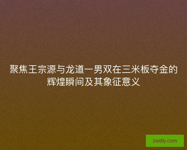 聚焦王宗源与龙道一男双在三米板夺金的辉煌瞬间及其象征意义